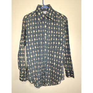 1970s Donegal Never Press Dusty Blue Beefeater Lamps Hats Dagger Disco Shirt M